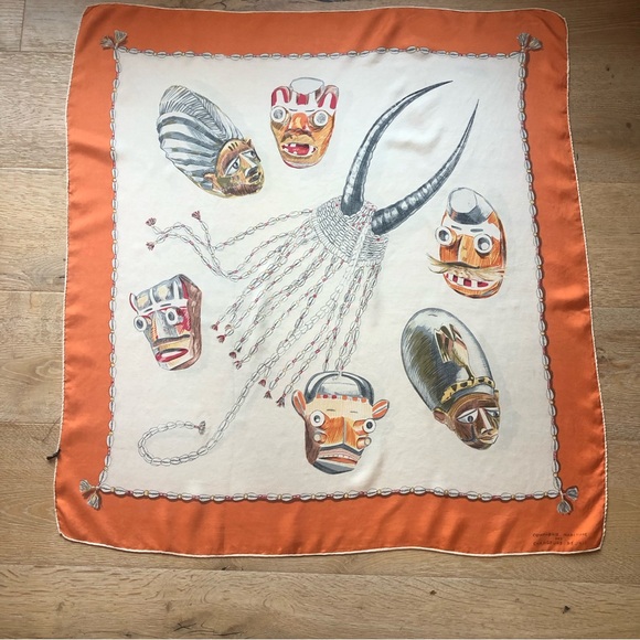 Vintage Silk Accessories - Vintage French silk scarf orange/white price firm!